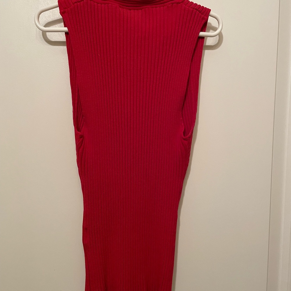 Red Ribbed Mid-drift Tank - Picture 3 of 5